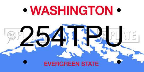 254TPU Washington License Plate