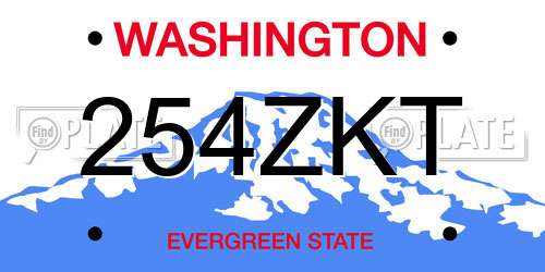 254ZKT Washington License Plate