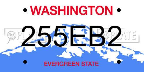 255EB2 Washington License Plate