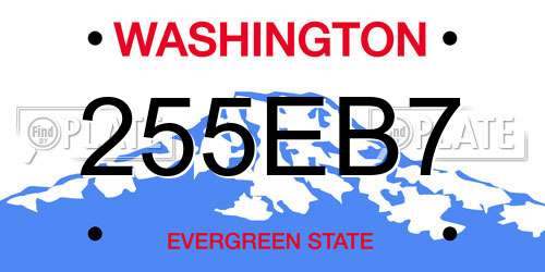 255EB7 Washington License Plate