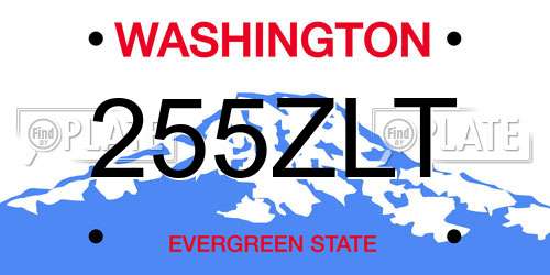 255ZLT Washington License Plate