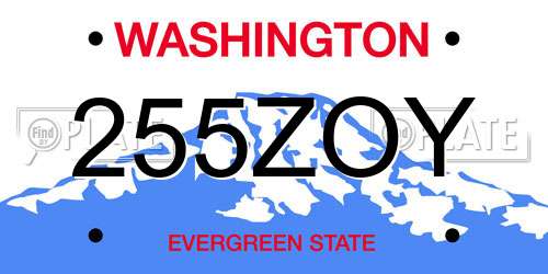 255ZOY Washington License Plate