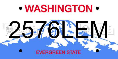 2576LEM Washington License Plate