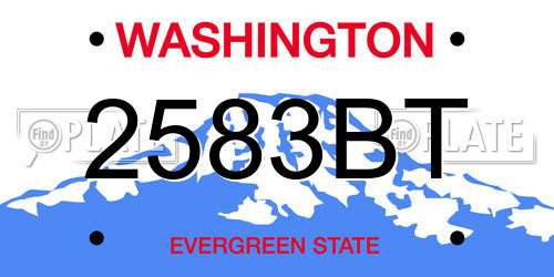 2583BT Washington License Plate