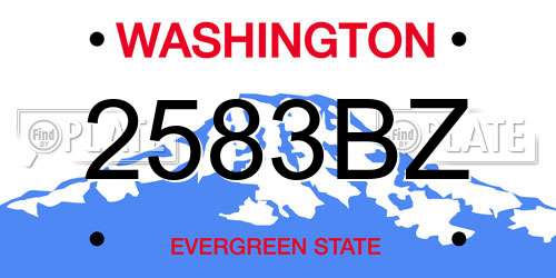 2583BZ Washington License Plate