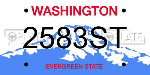 2583ST Washington License Plate