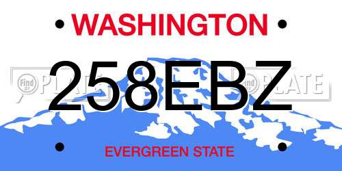 258EBZ Washington License Plate