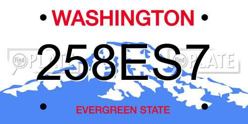 258ES7 Washington License Plate