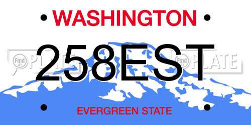 258EST Washington License Plate