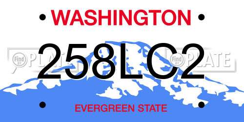 258LC2 Washington License Plate