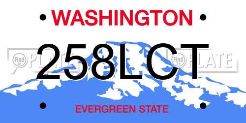 258LCT Washington License Plate
