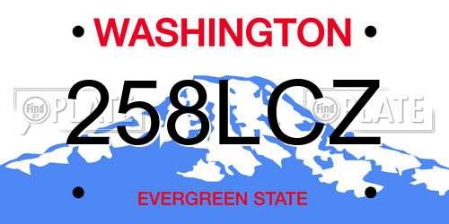 258LCZ Washington License Plate