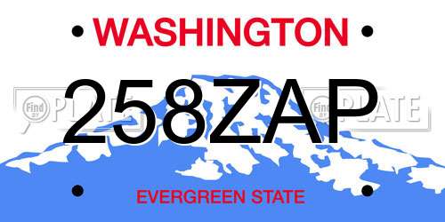 258ZAP Washington License Plate