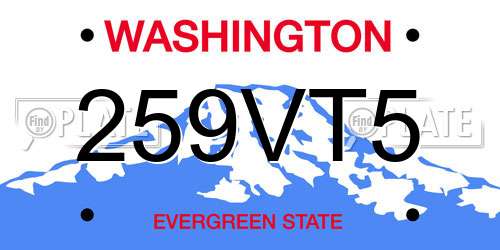 259VT5 Washington License Plate