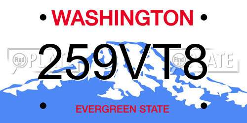 259VT8 Washington License Plate