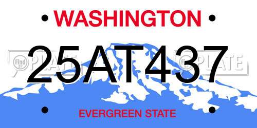 25AT437 Washington License Plate