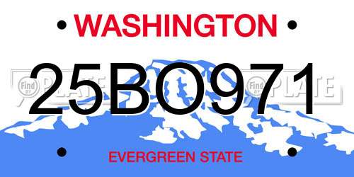 25BO971 Washington License Plate
