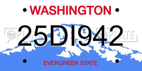 25DI942 Washington License Plate