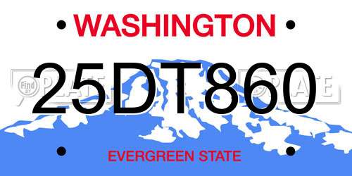 25DT860 Washington License Plate