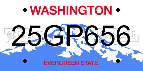 25GP656 Washington License Plate