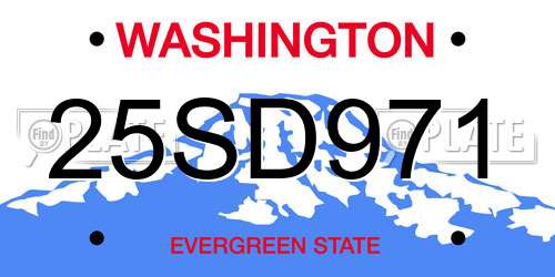 25SD971 Washington License Plate