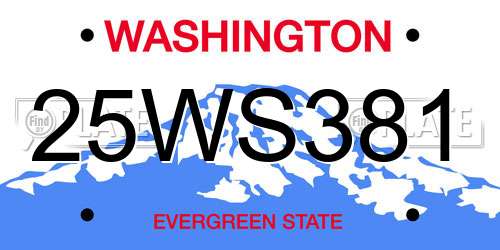 25WS381 Washington License Plate