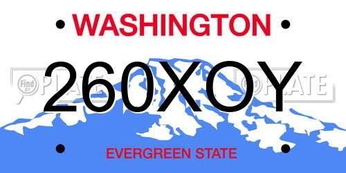 260XOY Washington License Plate