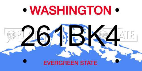 261BK4 Washington License Plate