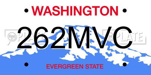262MVC Washington License Plate