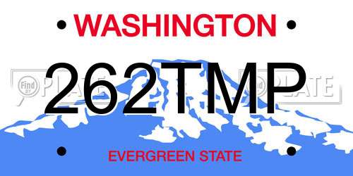 262TMP Washington License Plate