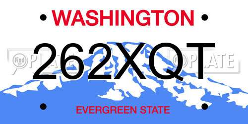 262XQT Washington License Plate