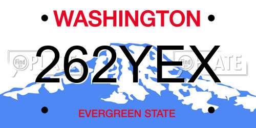 262YEX Washington License Plate