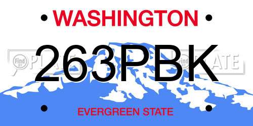 263PBK Washington License Plate