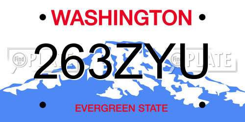 263ZYU Washington License Plate