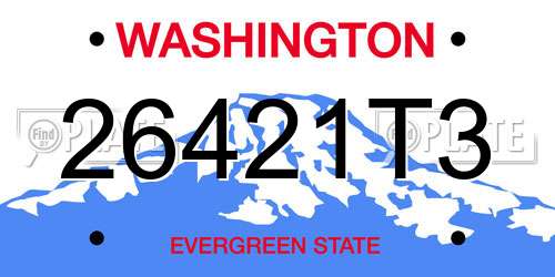 26421T3 Washington License Plate