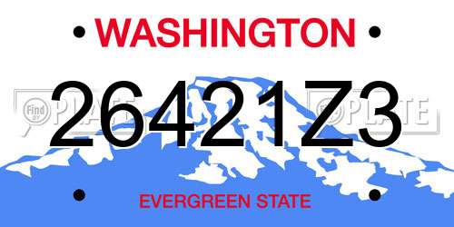 26421Z3 Washington License Plate