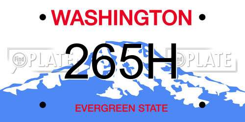 265H Washington License Plate