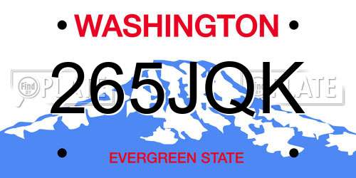 265JQK Washington License Plate