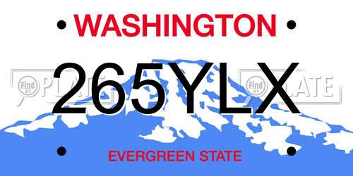 265YLX Washington License Plate