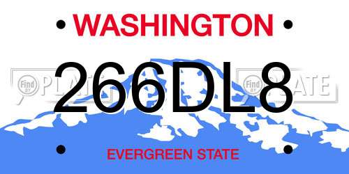 266DL8 Washington License Plate