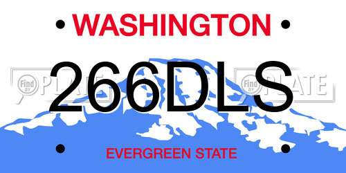 266DLS Washington License Plate