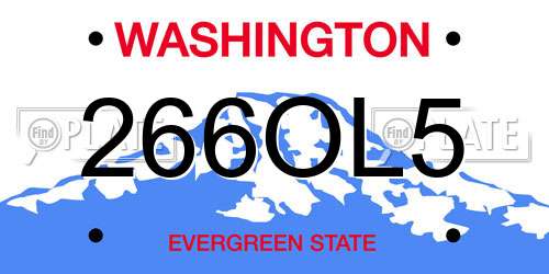 266OL5 Washington License Plate