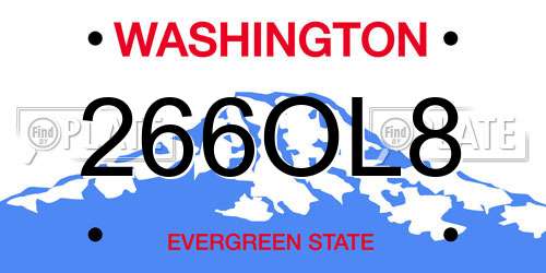 266OL8 Washington License Plate