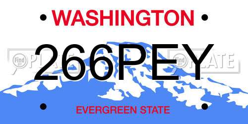 266PEY Washington License Plate