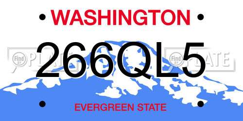 266QL5 Washington License Plate