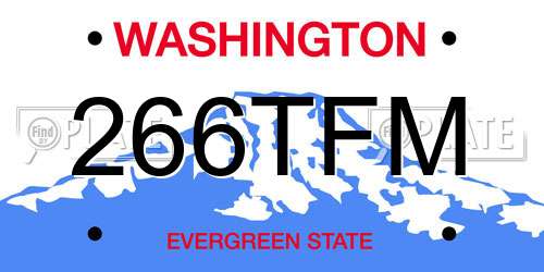 266TFM Washington License Plate