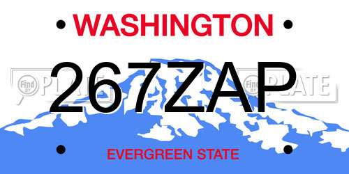 267ZAP Washington License Plate