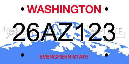 26AZ123 Washington License Plate