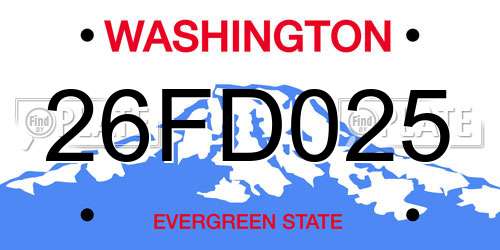 26FD025 Washington License Plate