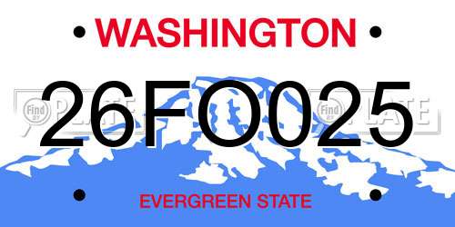 26FO025 Washington License Plate